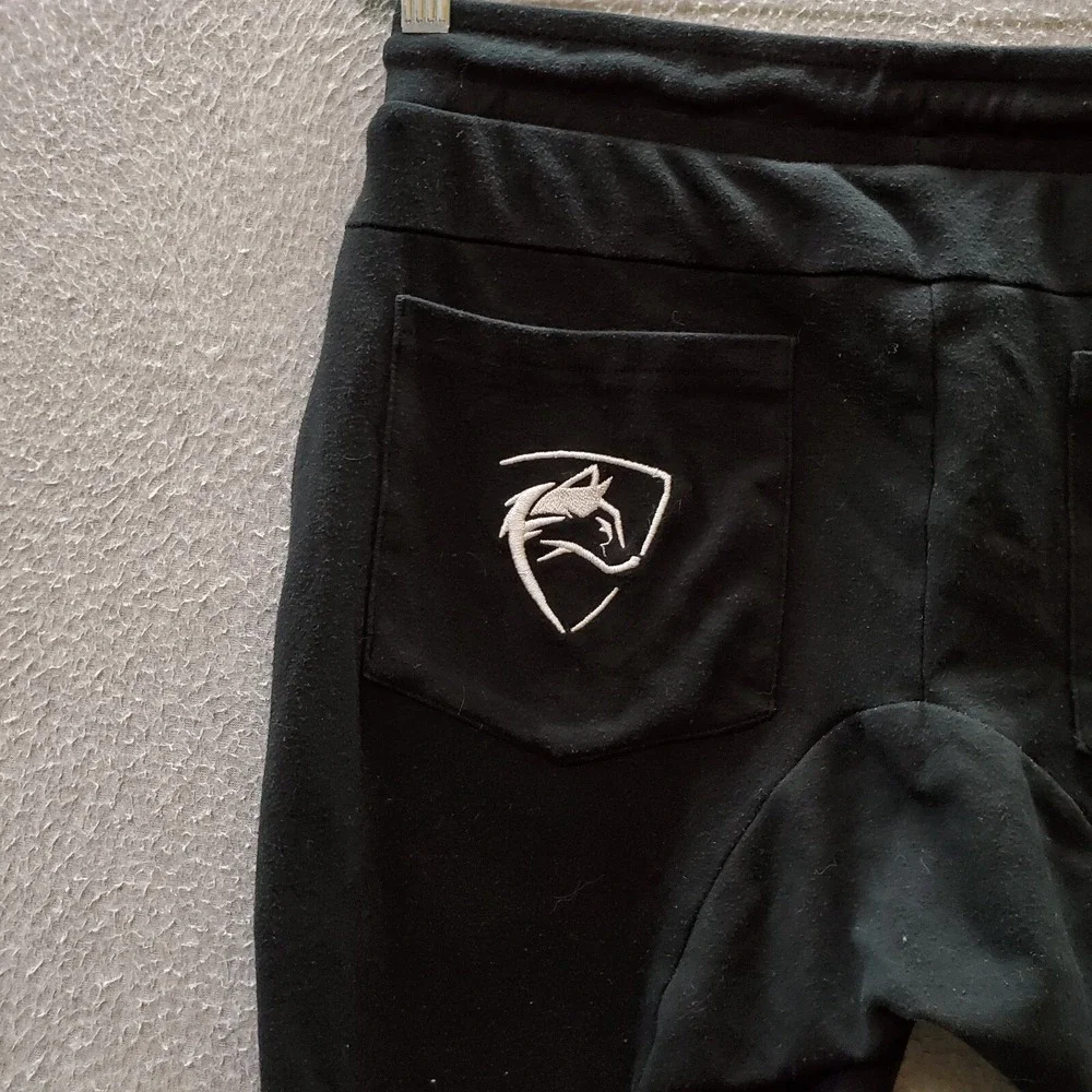 Alphalete‎ Men Activewear Pants Medium Black Jogger Logo Embroidered READ